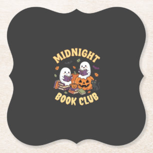 Halloween-Buchclub-Geist liest Kürbis-Design_1 Untersetzer