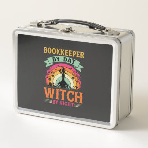 Halloween Buchhalter bei Tag Hexe bei Nacht Design Metall Brotdose