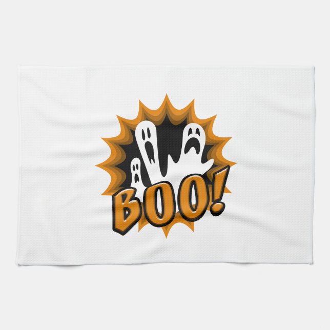 Halloween Buh! Geschirrtuch (Horizontal)