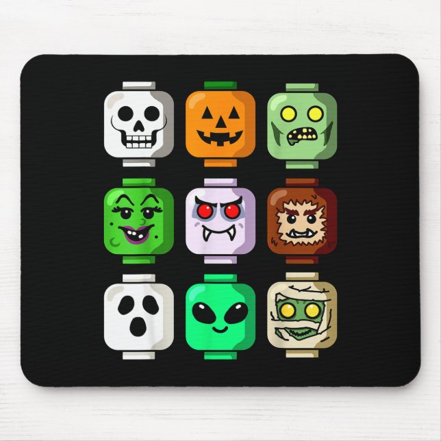 Halloween Building Brick Head Pumpkin Ghost Zombie Mousepad (Vorne)
