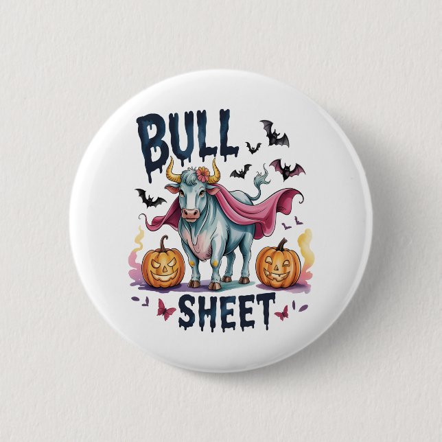 Halloween Bull Sheet, Funny Ghost Cow Button (Vorderseite)