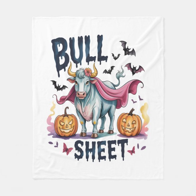 Halloween Bull Sheet, Funny Ghost Cow Fleecedecke (Vorderseite)