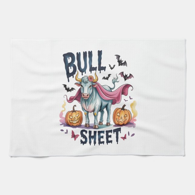 Halloween Bull Sheet, Funny Ghost Cow Geschirrtuch (Horizontal)