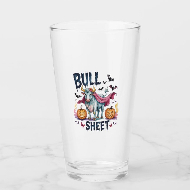Halloween Bull Sheet, Funny Ghost Cow Glas (Vorderseite)
