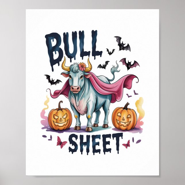 Halloween Bull Sheet, Funny Ghost Cow Poster (Vorne)