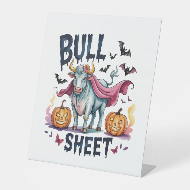 Halloween Bull Sheet, Funny Ghost Cow Sockelschild (Vorderseite)