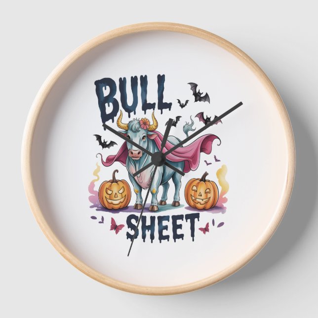 Halloween Bull Sheet, Funny Ghost Cow Uhr (Vorderseite)