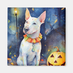 Halloween Bull Terrier mit Pumpkins Beängstigend Magnet