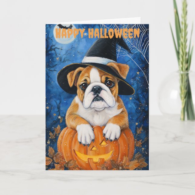 Halloween Bulldog Dog Feiertagskarte (Vorderseite)