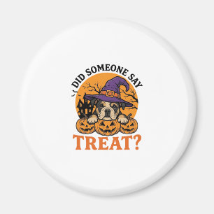 Halloween Bulldog Hexe Hund Leckerli Vintage-Shirt Magnet