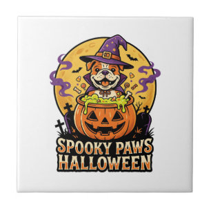 Halloween Bulldog Kürbis Nacht Fliese