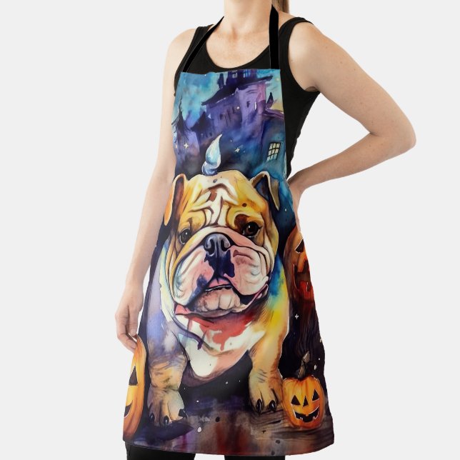Halloween Bulldog mit Pumpkins Beängstigend Schürze (InSitu)