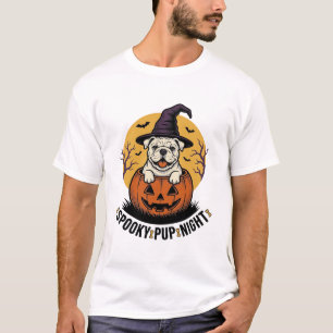 Halloween-Bulldog-Shirt mit Vintage-Kürbis-Hund A T-Shirt