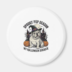 Halloween Bulldog-Shirt Süße Hexe Hund Vintage Gra Magnet