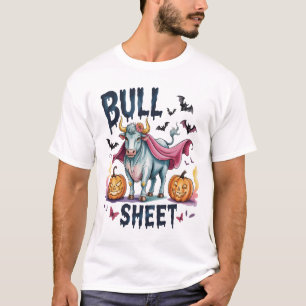 Halloween-Bullen-Blatt, Lustiger Geist-Kuh T-Shirt