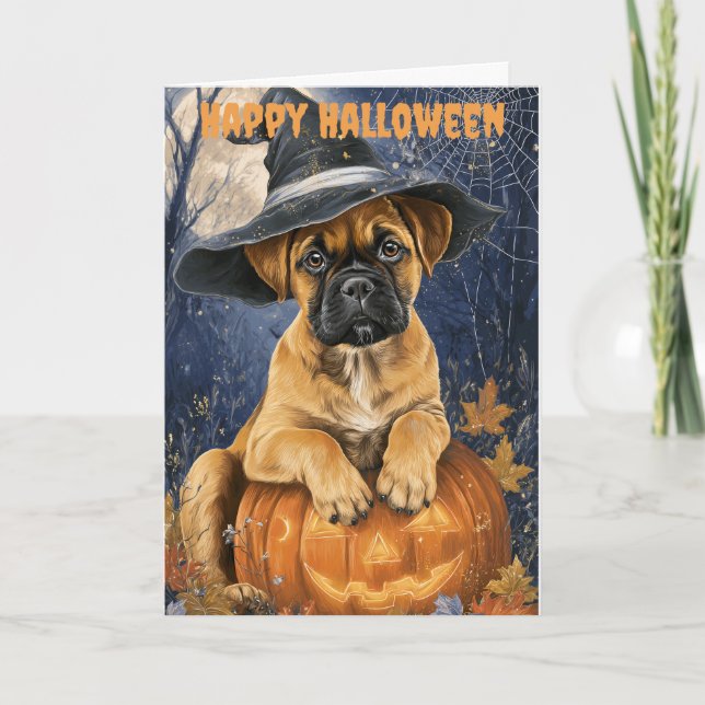 Halloween Bullmastiff Dog Feiertagskarte (Vorderseite)