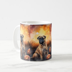 Halloween Bullmastiff mit Pumpkins Beängstigend Kaffeetasse