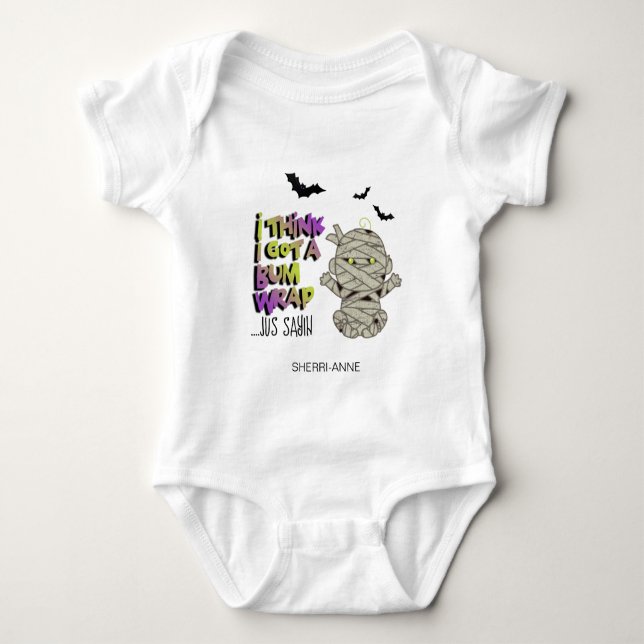 Halloween Bum Wrap Mummy Baby Green ID683 Baby Strampler (Vorderseite)