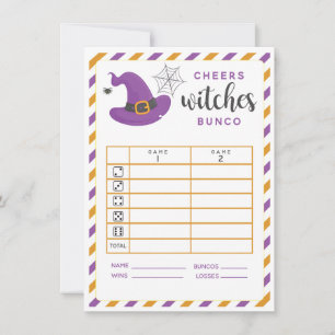 Halloween Bunco card Cheers Hexen 2 Runden Einladung