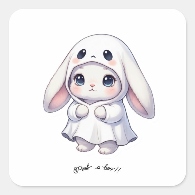 Halloween Bunny  Quadratischer Aufkleber (Vorderseite)