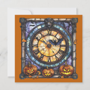 Halloween-Buntglas-Steampunk-Grußkarte