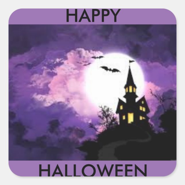 Halloween-Burgaufkleber Quadratischer Aufkleber (Vorderseite)