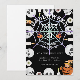 Halloween-Büro-Mixer-Einladung mit Spinnennetz Einladung