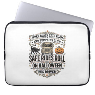 Halloween-Busfahrer Gruseliges Vintage-Stickerei-S Laptopschutzhülle