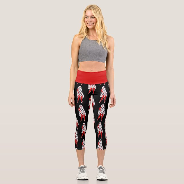 halloween Button up Geisterpunkte Capri Leggings (Vorderseite)