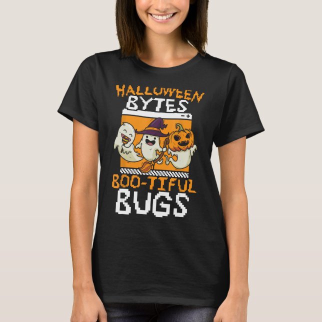 Halloween Bytes Bugs Programmer Hallowee T-Shirt (Vorderseite)