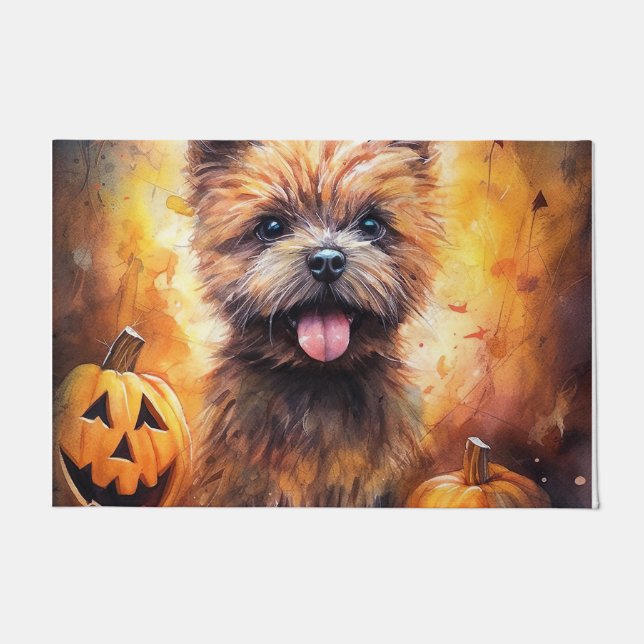 Halloween Cairn Terrier mit Pumpkins Beängstigend Fußmatte (Vorderseite)