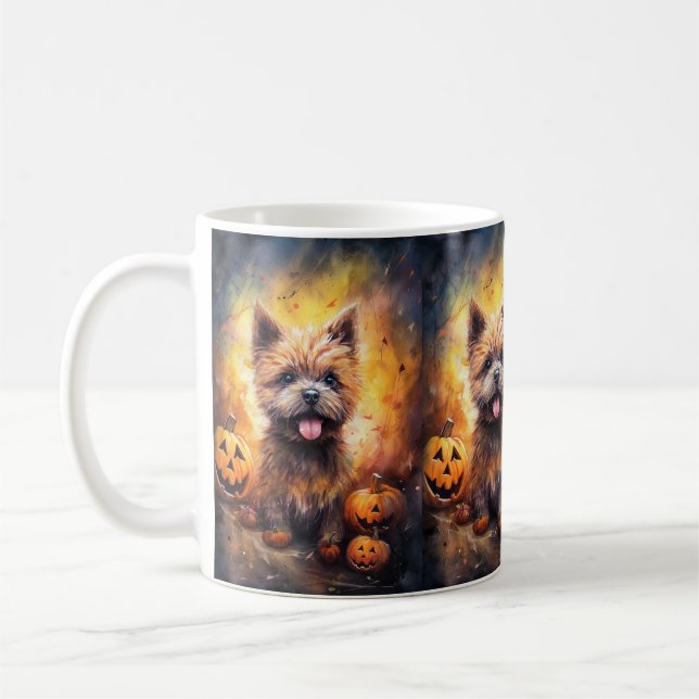 Halloween Cairn Terrier mit Pumpkins Beängstigend Kaffeetasse (Links)