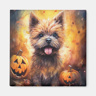 Halloween Cairn Terrier mit Pumpkins Beängstigend Magnet