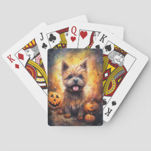 Halloween Cairn Terrier mit Pumpkins Beängstigend Spielkarten