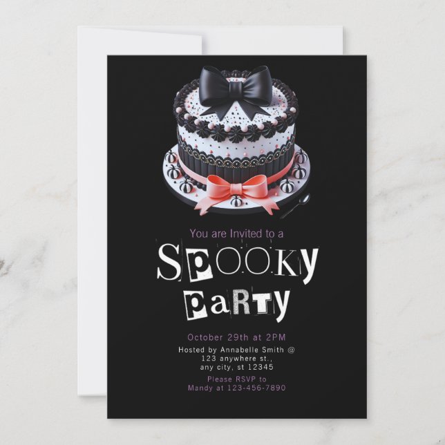 Halloween Cake Niedlich Modernes Minimalistisches  Einladung (Vorderseite)