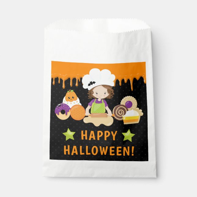 Halloween Cakes und Baking Brünett Girl Geschenktütchen (Vorderseite)