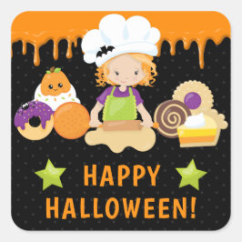 Halloween Cakes und Baking Rothaarmäuse Quadratischer Aufkleber