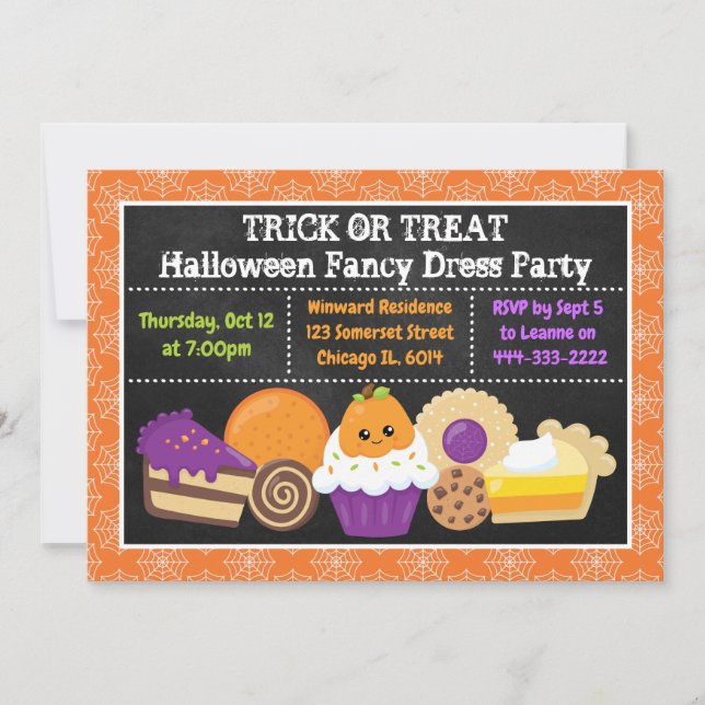 Halloween Cakes und Leckereien Party Einladung (Vorderseite)