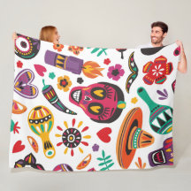 Halloween Calavera Fleece Blanket