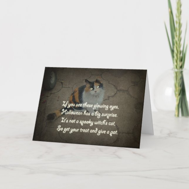 Halloween Calico Cat und Gedicht Karte (Vorderseite)