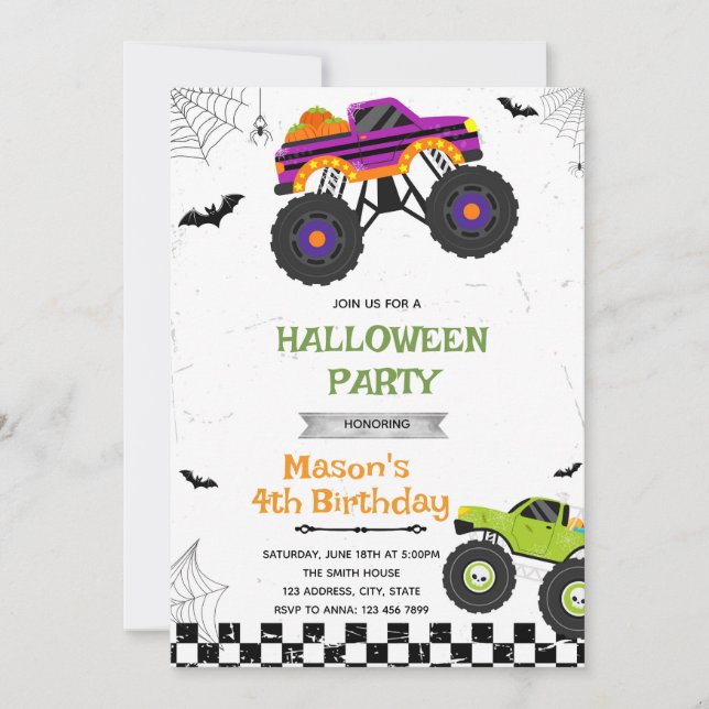Halloween Camion Monster Anniversaire Invitation (Devant)