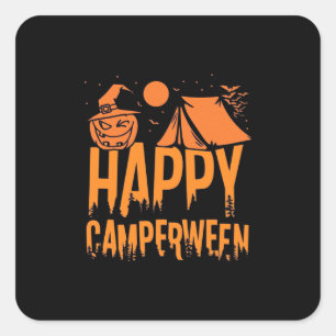 Halloween Camper Nature Quadratischer Aufkleber