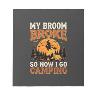 Halloween-Camping-Besen Vintage-Horror-Design Notizblock