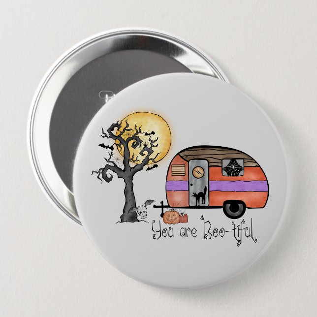 Halloween-Camping | Du bist schwach Button (Vorne & Hinten)