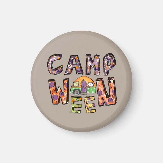 Halloween-Camping | Wortpuffer Magnet (Vorne)