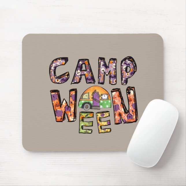 Halloween-Camping | Wortpuffer Mousepad (Mit Mouse)