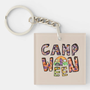 Halloween-Camping Wortpuffer Schlüsselanhänger