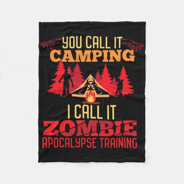 Halloween Camping Zombie Apokalypse Training Spaß Fleecedecke (Vorderseite)