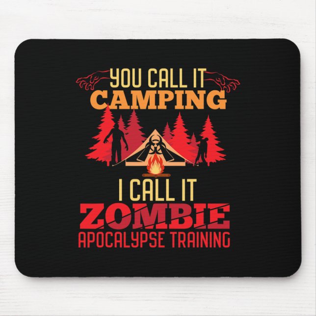 Halloween Camping Zombie Apokalypse Training Spaß Mousepad (Vorne)