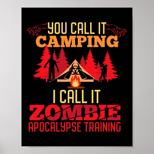 Halloween Camping Zombie Apokalypse Training Spaß Poster (Vorne)